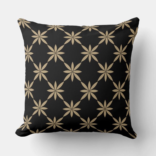 Throw Pillow-Black Tan Gold Cushion (Front)