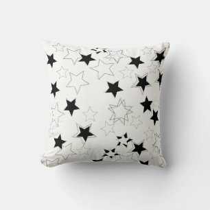 Throw Pillow Black & White Stars