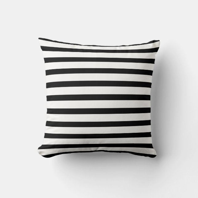 Throw Pillow-Black & White Stripes Cushion (Front)
