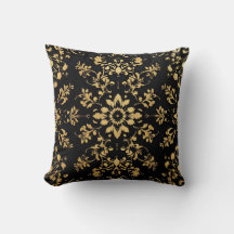 Throw Pillow black yellow pattern 