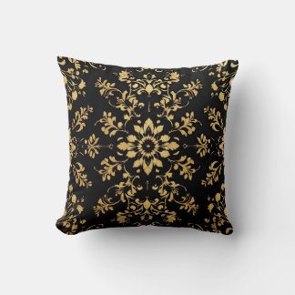 Throw Pillow black yellow pattern 