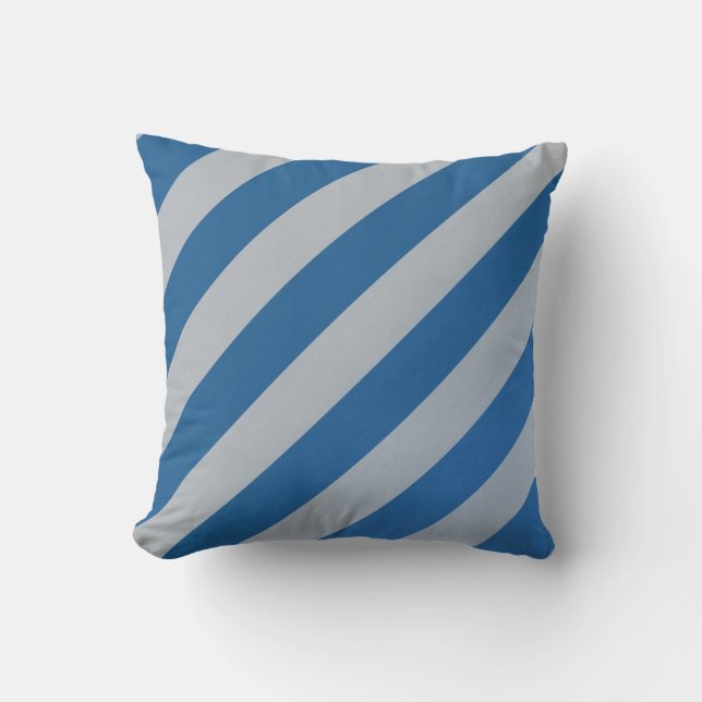 Throw Pillow/Blue and Grey Coloured Stripes Cushion (Front)