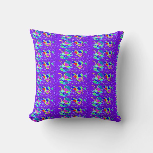 Throw pillow blue patterned art design (Front)