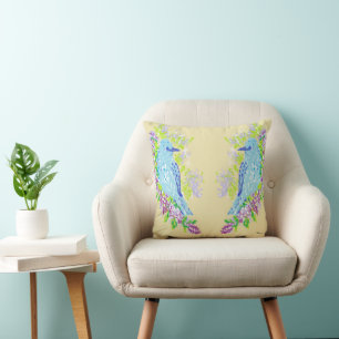 Throw Pillow : Bluebirds of Happiness