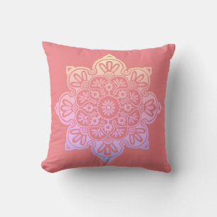 Throw Pillow Boho Medallion yellow -peach