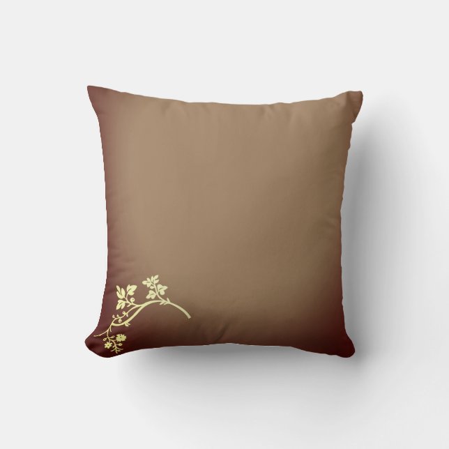 Throw Pillow Brown Gold Flower (Front)