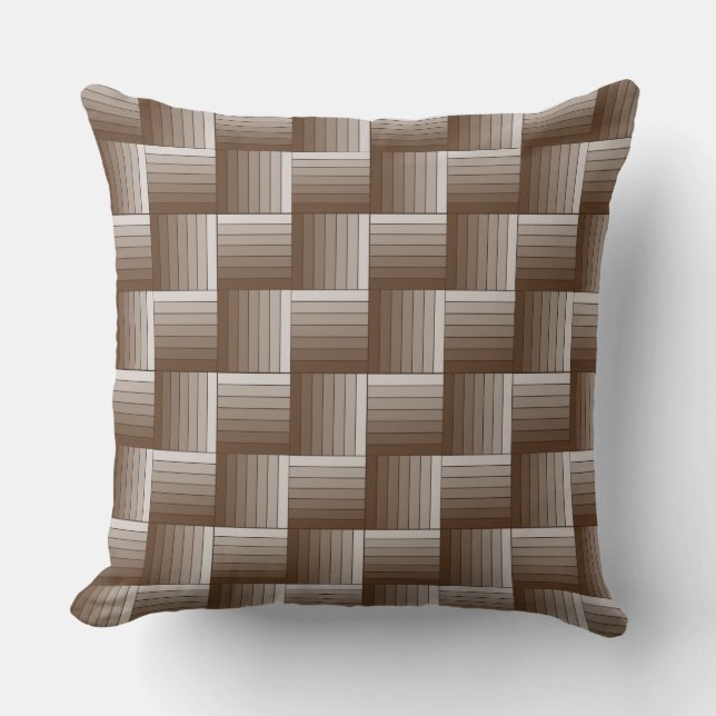 Throw Pillow - Brown Shaded Ribbon Weave (Front)