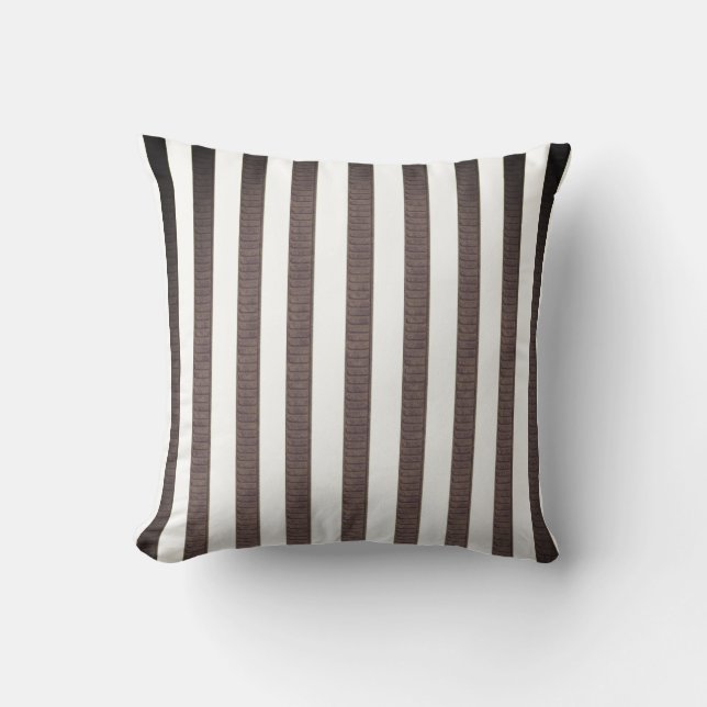 Throw Pillow Brown & White Stripe (Front)