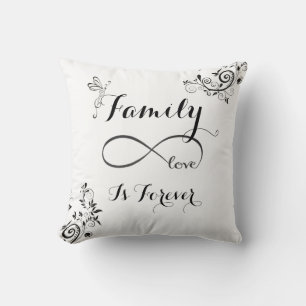 Throw Pillow/Butterflies with Family Quote Cushion