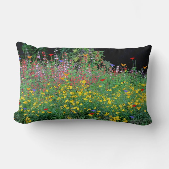 Throw Pillow, Butterfly Garden Lumbar Cushion (Front)