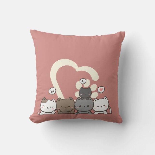 Throw Pillow cats love (Front)