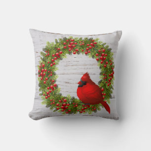 Throw Pillow-Christmas Cardinal Cushion
