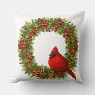 Throw Pillow-Christmas Cardinal Throw Pillow