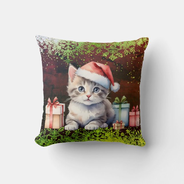 Throw Pillow Christmas cat (Front)