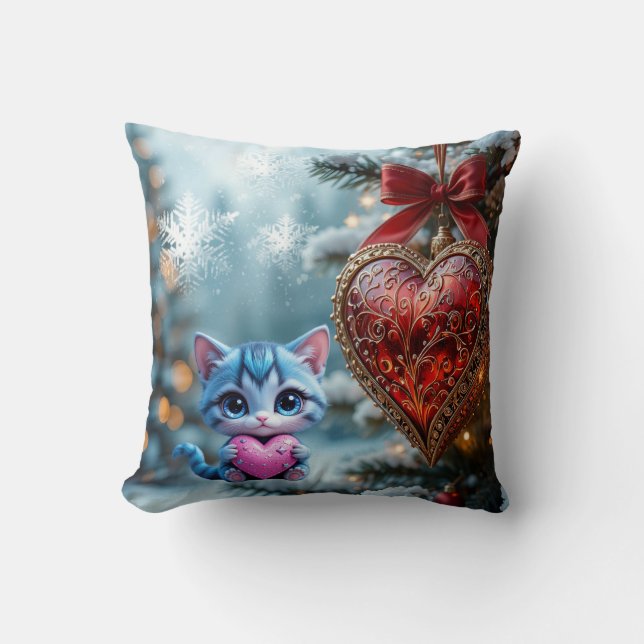 Throw Pillow Christmas cat  (Front)