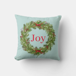 Throw Pillow-Christmas Wreath Cushion