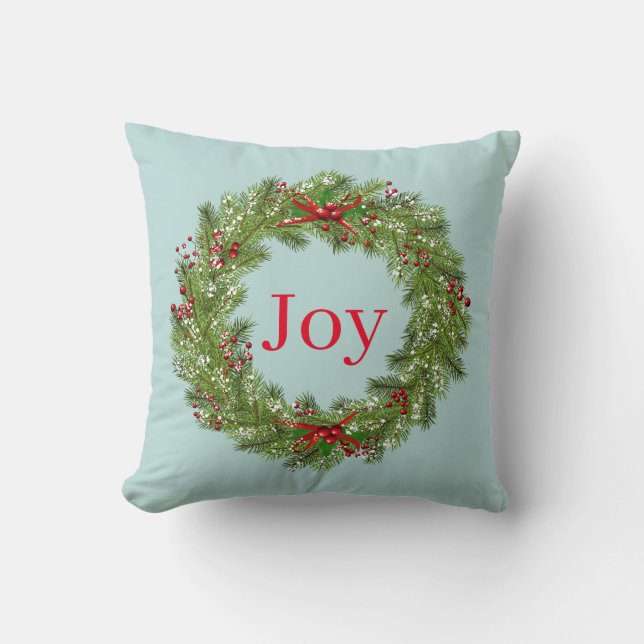 Throw Pillow-Christmas Wreath Cushion (Front)