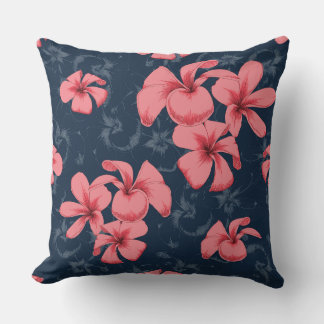 Throw Pillow colour is dark grey and pink flowers 