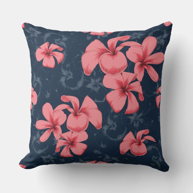 Throw Pillow colour is dark grey and pink flowers  (Front)