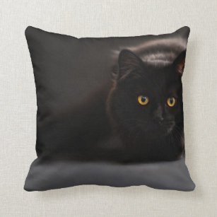 Throw Pillow   cute black cat Designs
