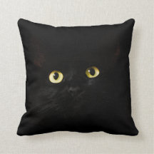 Throw Pillow | cute black cat Designs