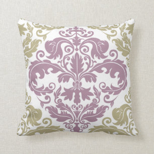 Throw Pillow - Damask Duo - Sage & Plum