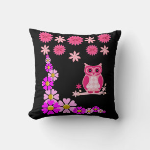 throw pillow decore floral owl