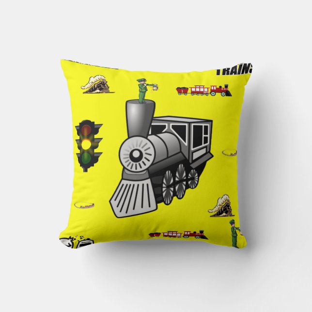 throw pillow decore trains (Front)