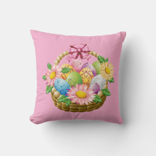 Throw Pillow-Easter Basket Cushion