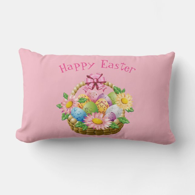 Throw Pillow-Easter Basket Lumbar Cushion (Front)