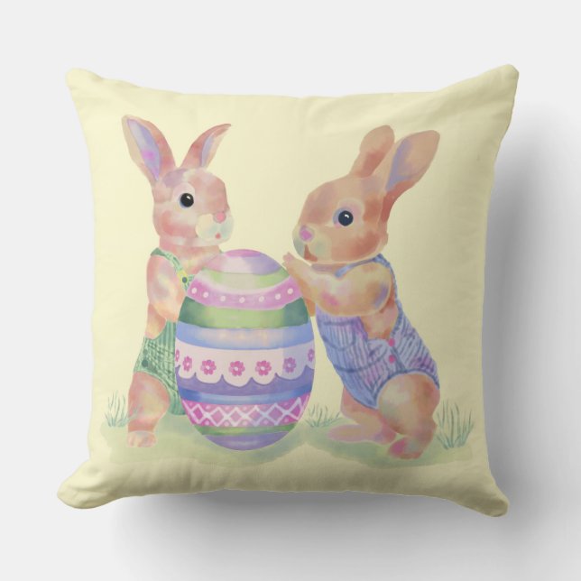 Throw Pillow Egg Bunnies (Front)