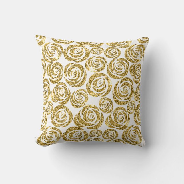 Throw Pillow-Faux Glitter Roses Cushion (Front)