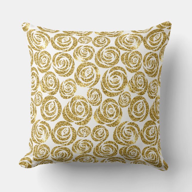Throw Pillow-Faux Glitter Roses Cushion (Front)