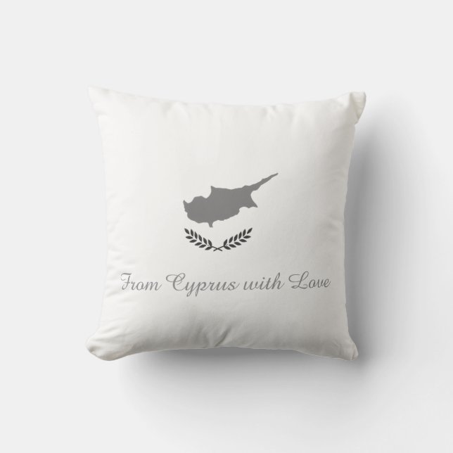 Throw Pillow (Flag of Cyprus & Heart at the Back) (Front)