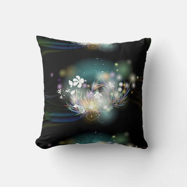 Throw Pillow/Flowers and Bokeh Cushion (Front)