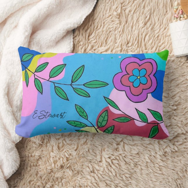 Throw Pillow Flowers & Leaves E.Stewart (Blanket)
