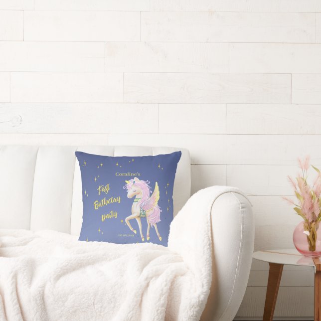 Throw Pillow for your first birthday with unicorn. (Couch)