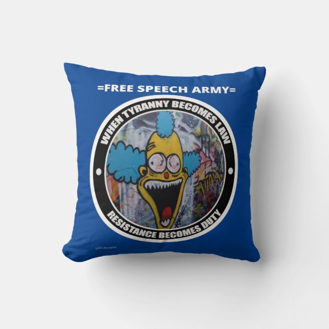 throw pillow  "FREE SPEECH ARMY 3" (Front)