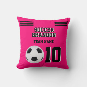 Throw Pillow fuchia soccer football personalised