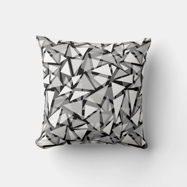 Throw Pillow geometric triangles shapes grey (Front)