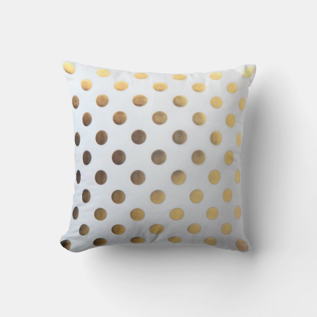 Throw Pillow/Gold Polka Dots Cushion (Front)