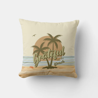 Throw Pillow grateful at the beach, fall colours