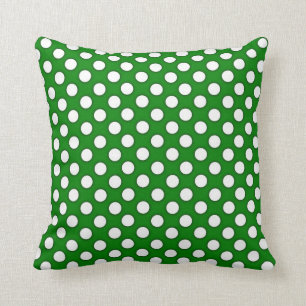 Throw Pillow/Green with White Polka Dots Cushion