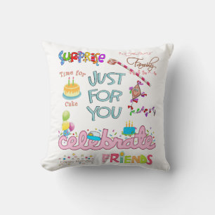 Throw Pillow, Happy Birthday Friends Family Throw  Cushion