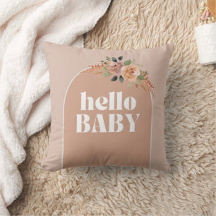 Throw Pillow, Hello Baby, Baby Shower Keepsake Cushion