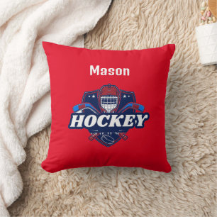Throw Pillow Hockey Gear - Personalized -Add Name 