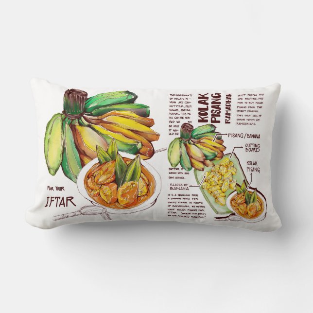 Throw Pillow Iftar Dish Kolak Banana (Front)