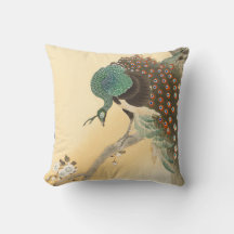 THROW PILLOW JAPANESE PEACOCK WITH PERSONAL INTIAL