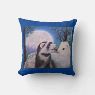 Throw Pillow Kissing Ferrets