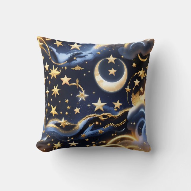 Throw Pillow – Luxury Celestial Moon Phases (Front)